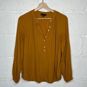 J. Crew Women's Mustard Yellow Long Sleeve Drapey Popover Top Size Small